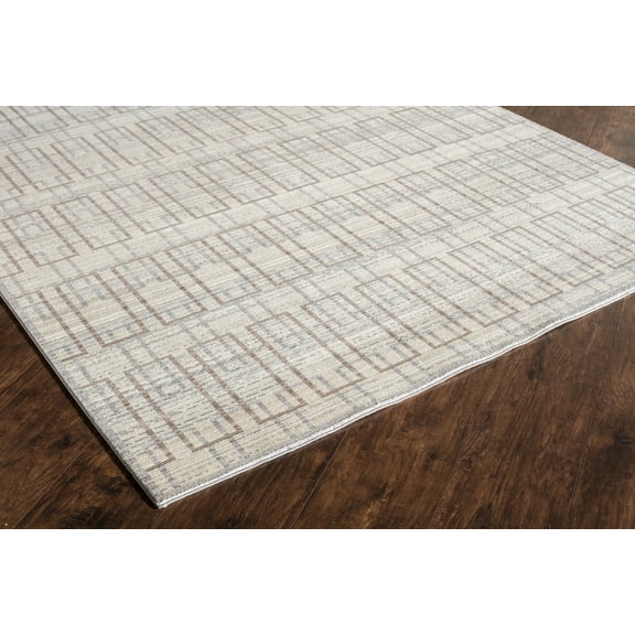 Rugs America Asteria Collection Ivory grey AI500B Contemporary Geometric Area Rug 4' x 6'