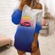 thumbnail image 2 of Mini vestido de manga larga con escote ancho y estampado de letras Tie-dye para mujer, vestido básico adelgazante delgado Fridja  fksj1705, 2 of 5