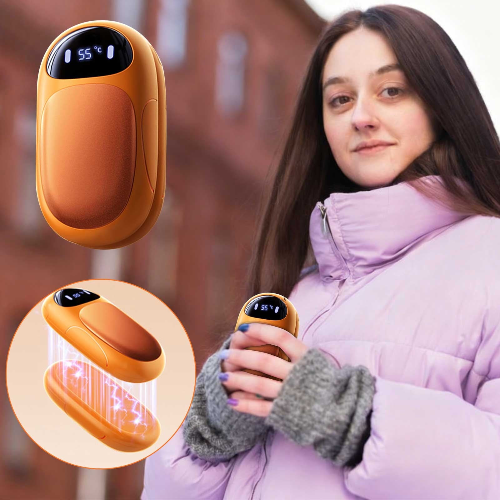 Magnetic Hand Warmer Portable USB Rechargeable Mini Heating Device 2-in-1 Pocket Hand Heat 3 Adjustable Settings for Outdoor Travel Winter Use