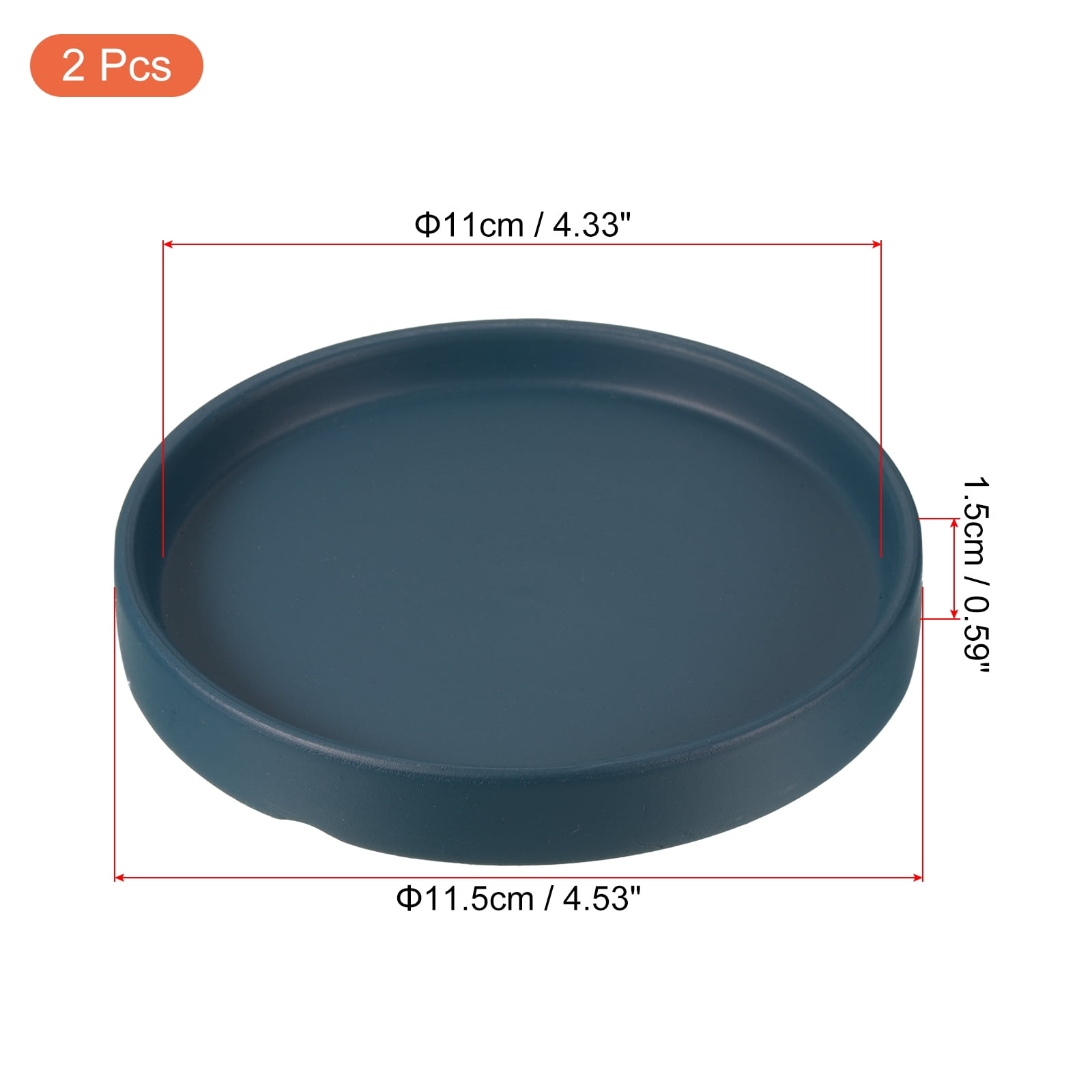 Uxcell 4.5" Ceramic Round Planter Saucer Flower Pot Drip Tray Coaster, Blue 2 Pack