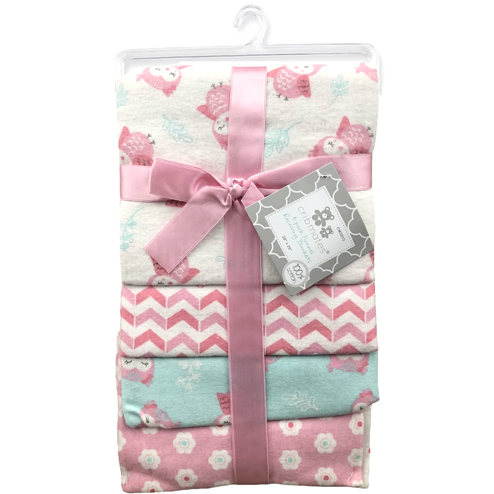 Cribmates 4Pack Flannel Receiving Blankets Little Owls