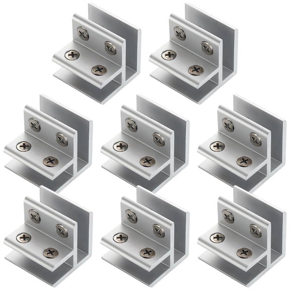 8 Pcs 90 Degree Glass Clamps, Heavy Duty Aluminum Alloy Glass Clips, Adjustable Glass Shelf Bracket for 0.31-0.47 In Thick Glass, Showcase Display Fence Railing Project Hardware