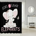 thumbnail image 2 of Pink Elephant Bath Curtain Girl Loves Elephant Shower Curtain for Kids Boys Girls Cartoon Elephant Bathroom Shower Curtain Set Kawaii Animal Kids Bathroom Accessories 72"x72", 2 of 6