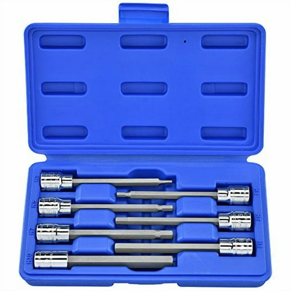 Neiko 10076A 3/8&rdquo; Drive Extra Long Allen Hex Bit Socket Set, Metric, 3mm to 10mm | 7-Piece Set, S2 and Cr-V Steel