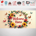 thumbnail image 6 of LUUFILx Welcome Home Banner Floral Butterfly Decor Wall Background for Party Wedding Garden Backdrop Photo Prop Event Decorations Vibrant Flower Display, 6 of 9