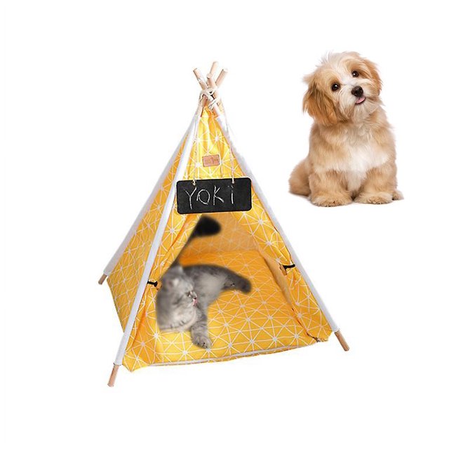 Tipi para mascotas, cama para perros y gatos, casas para mascotas con cojín grueso C