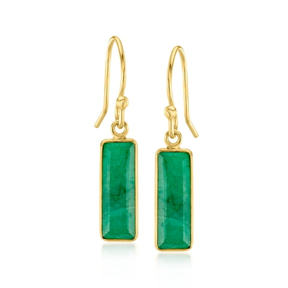 Ross-Simons 5.50 ct. t.w. Emerald Drop Earrings in 18kt Gold Over Sterling, Women's, Adult