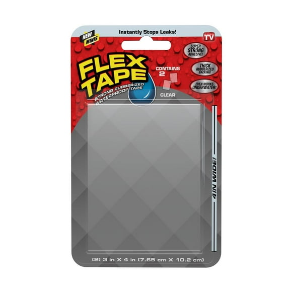 Flex Tape Mini, Transparent, Bande Imperméable Super Forte, 3 "x 4"