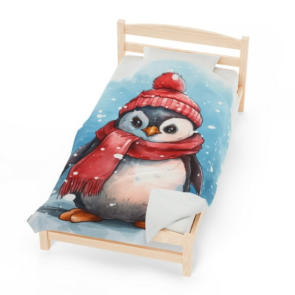 Penguin All Bundled Up - 50"x60" or 60"x80" Velveteen Plush Blanket