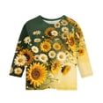 thumbnail image 3 of Grblisyd 3/4 Sleeve Shirts for Girls Cute Sunflower Daisy Printed T Shirts Kids Summer Loose Tops Casual Crewneck Tees 7-8 Years, 3 of 5