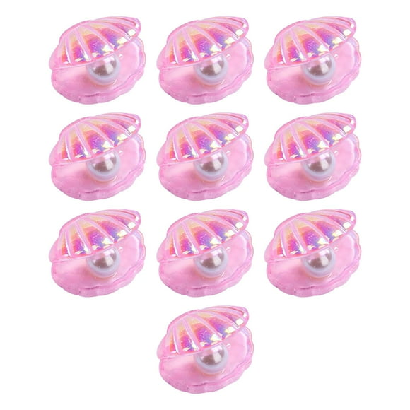 10 cabujones de resina con forma de concha de perla, dijes de resina con parte trasera plana para manualidades DIY Rosado