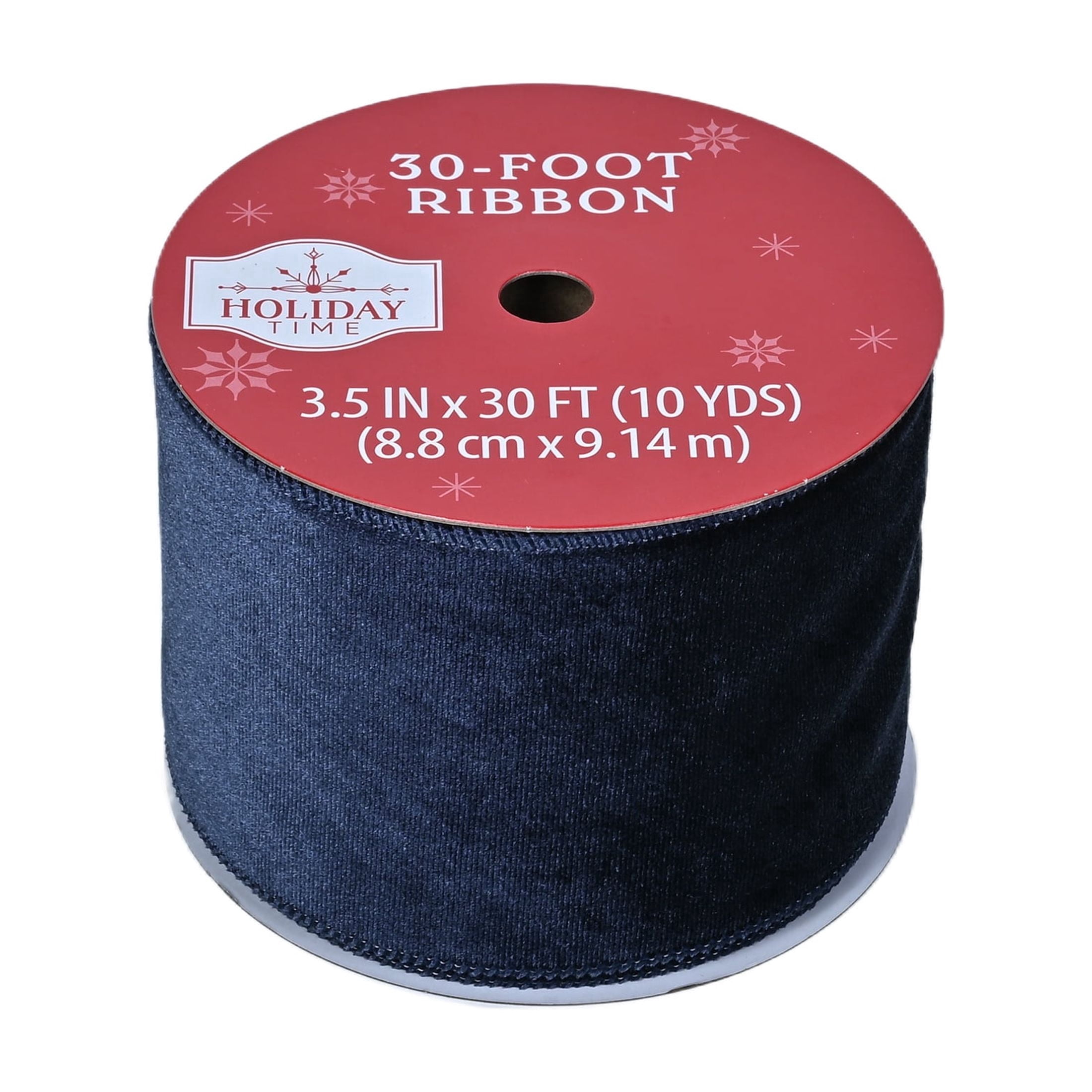 Navy Blue Velvet Christmas Ribbon, 3.5" x 30', by Holiday Time