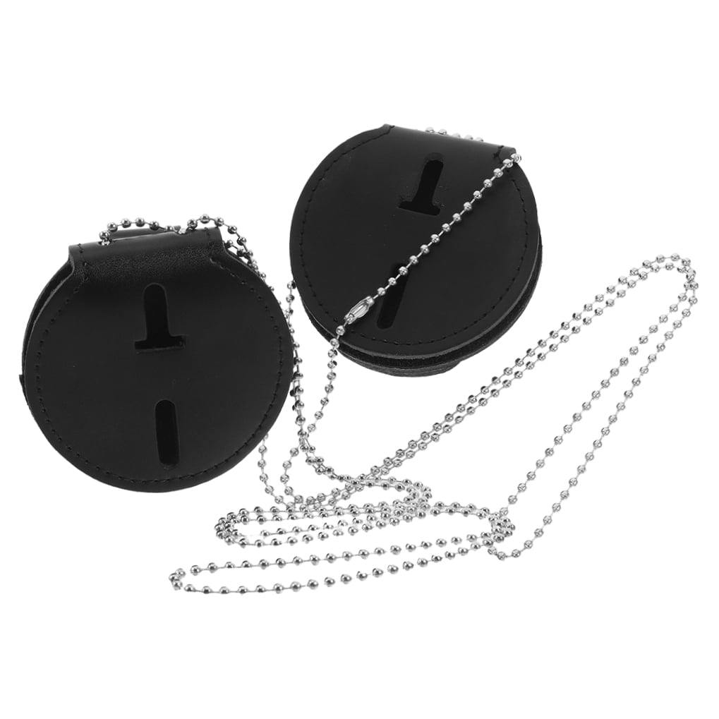 SKISUNO 2Pcs Stylish Black Police Badge Holder with Clip PU Material for Secure Identification