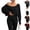 #03 Black, variant on Off The Shoulder Tee for Women Batwing Long Sleeve Cropped Boat Neck Tops Soft Breathable Comfortable Casual Shirts for Summer, #03 Coffee, M