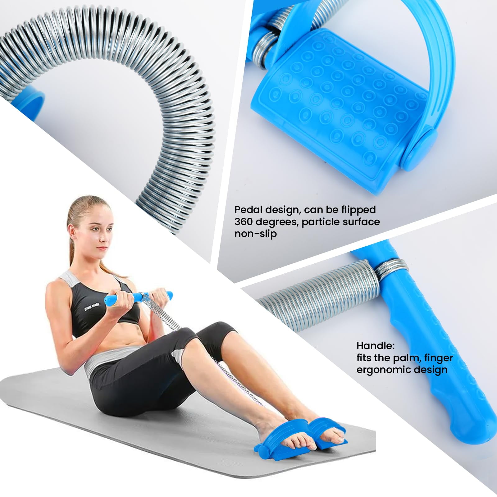 Pedal Puller Resistance Bands with Single Spring  Durable Sit Up Equipment for Home Gym, Strength Training for Abs, Legs, Chest  Portable Full-Body Workout Gear