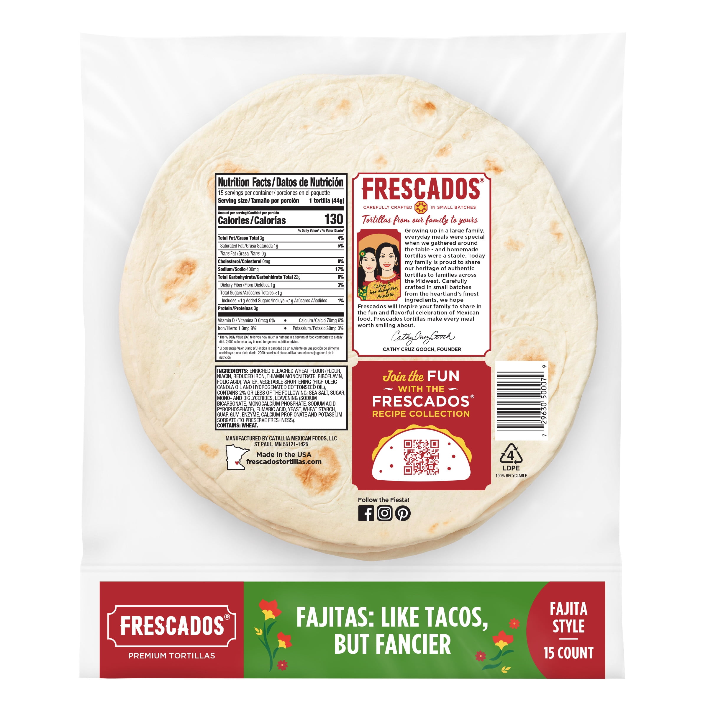 Frescados Fajita Style Tortillas, 7", 15 Ct.