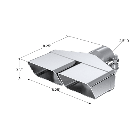 MBRP Universal Tip 8inx 2.375in ID Rectangle 2.5in O.D. inlet 8.25in length T304