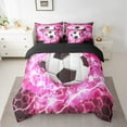 thumbnail image 2 of Pink Soccer Comforter Set Full,Football Bedding Set Teens,Girly Honeycomb Lightning (Comforter+Fitted+Flat Sheet+2 Pillowcases+2 Throw Pillow Covers) 7 Pieces Bed Set, 2 of 5