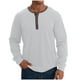 thumbnail image 2 of Blusas y camisas de manga larga con cuello redondo para hombre, color liso, informales, a la moda, con botones, cuello redondo, manga larga, blusa de poliéster para hombre, 2 of 6