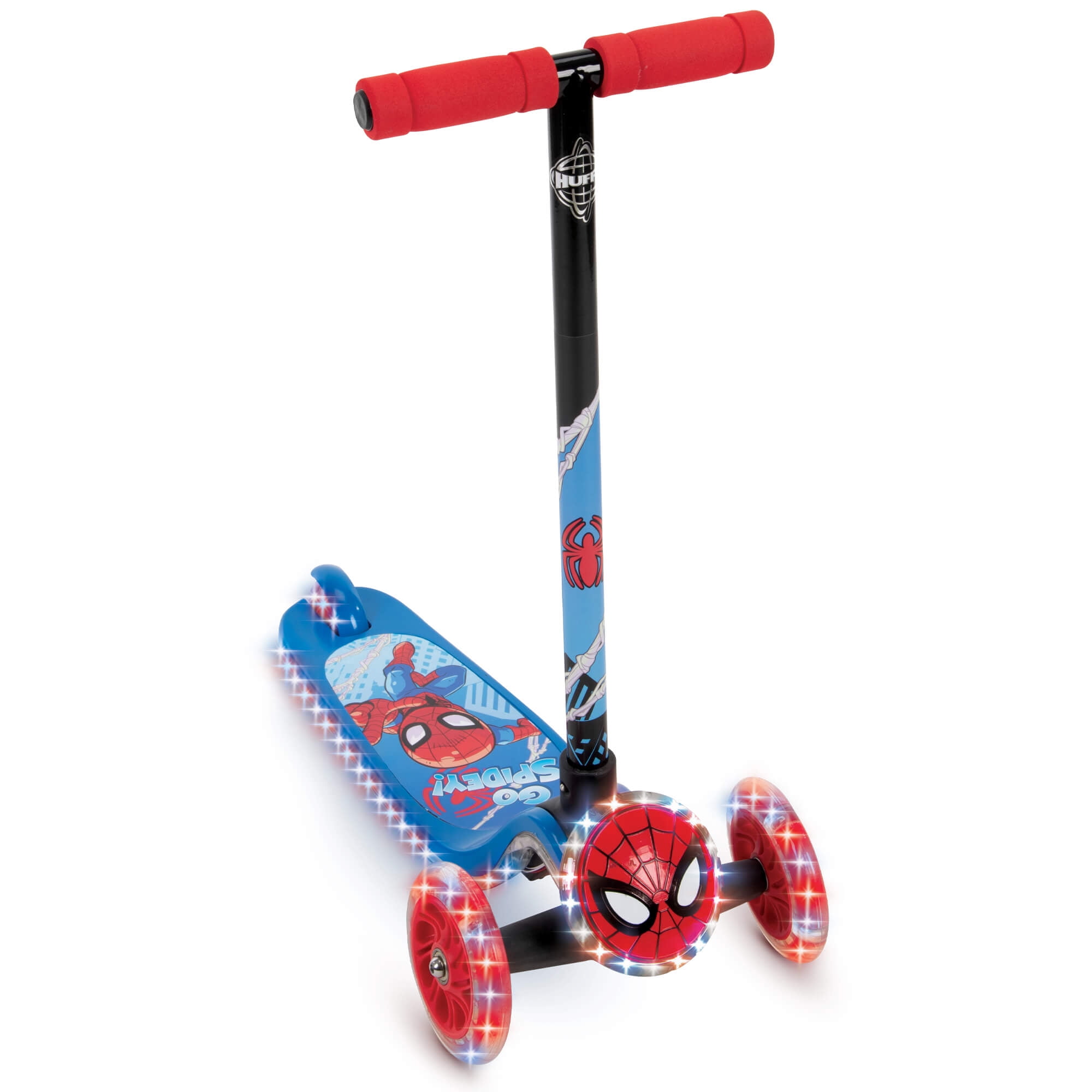 Marvel Spider-Man Lights & Sounds 3-Wheel Scooter for Boys by Huffy