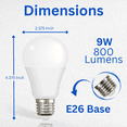 thumbnail image 2 of A19 LED Bulb 10W, Non-Dimmable, 800lm, 60W Equivalent, 5000K Cool White, Energy Star CUL/UL Listed, High CRI(83) [Pack of 4], 2 of 6