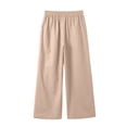 thumbnail image 6 of LIIPEE Casual Pants For Girls Solid Color Drawstring Waist Baggy Wide Leg Pants Kids Lightweight Breathable Soft Everyday Trousers,14-15 Years, 6 of 7
