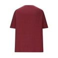thumbnail image 4 of ZQUUVOU Women's Solid 2 Piece Set Cotton Linen Short Sleeve Loose Round Neck Summer Tops Pants with Pocket Burgundy B, 4 of 8