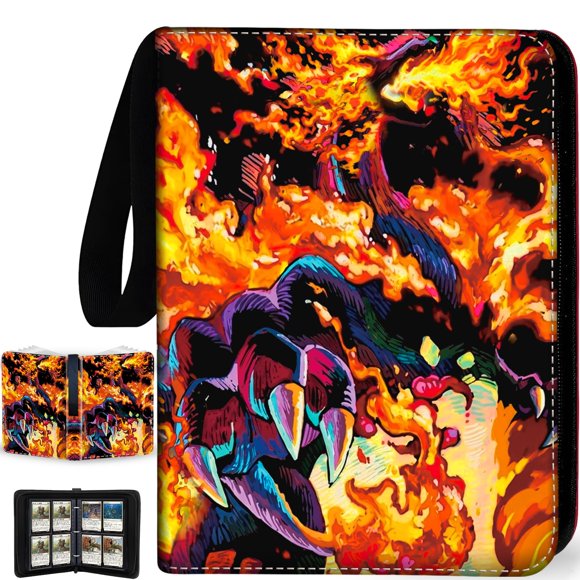Carpeta para cartas MeowLux de 440 bolsillos, 3 anillas, Dragón de Fuego