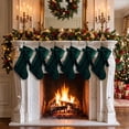 thumbnail image 3 of TETOU 18.9" Velvet Christmas Stockings, Extra Thick Large Bow Velvet Christmas Stockings for Fireplace Family Holiday Christmas Party Decorations(Green), 3 of 7