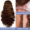 thumbnail image 4 of Wig with Bangs, Wigs for Women, Front Lace Wigs Hair Pre Plucked Wigs Hair Glueless Wigs Human Hair For Women Brazilian Wig Dark Brown 65cm, 4 of 9