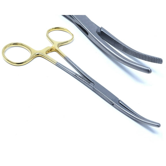 Stainless Steel Fishing Pliers Anglers Catch & Release Half Serrated Tool, Gold Handle 5.5" CRV