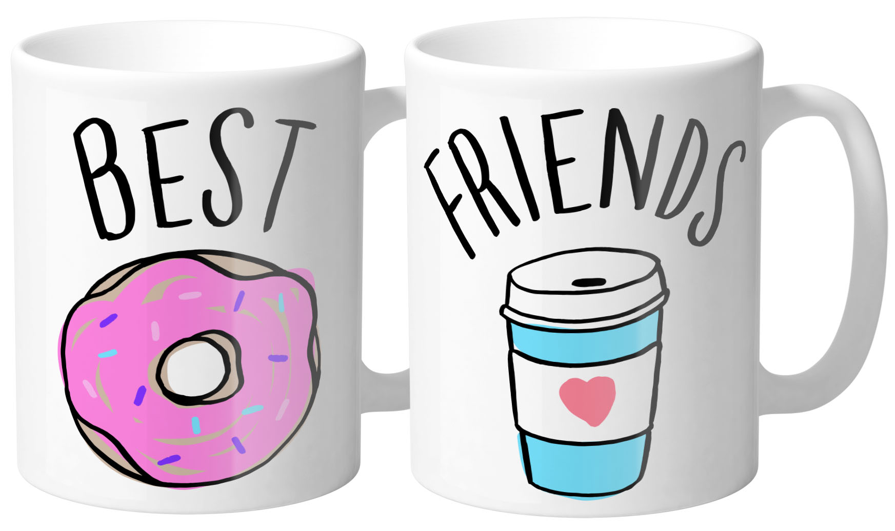 Coffee And Donut Best Friends Coffee Mug 11oz Duo Set White