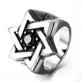 thumbnail image 3 of JAJAFOOK Mens Cubic Zirconia Stainless Steel Ring, Vintage Star of David, Black Silver size 13, 3 of 6