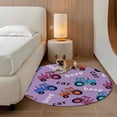 thumbnail image 3 of Cartoon Tractor Round Rug 3.3ft Washable Circle Entryway Rugs Non Slip Cute Beep Car Digger Shovel Truck Light Purple Area Rug Indoor Floor Carpet for Bedroom Kitchen Home Office Dining Room, 3 of 8