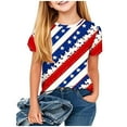 thumbnail image 2 of MKOSPLRT Girls USA Star Stripes Fourth July Tee Shirts 3-14 Years Short Sleeve Crew Neck Summer Tshirts Patriotic Holiday T Shirts, 2 of 6