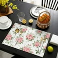 thumbnail image 3 of Pioneer Flower Floral Print Pattern Summer Placemats Table Placemats Set Of 6-Linen Kitchen Washable Placemats Table Mats 12x18 Inch Non-Slip Heat Resistant, 3 of 5