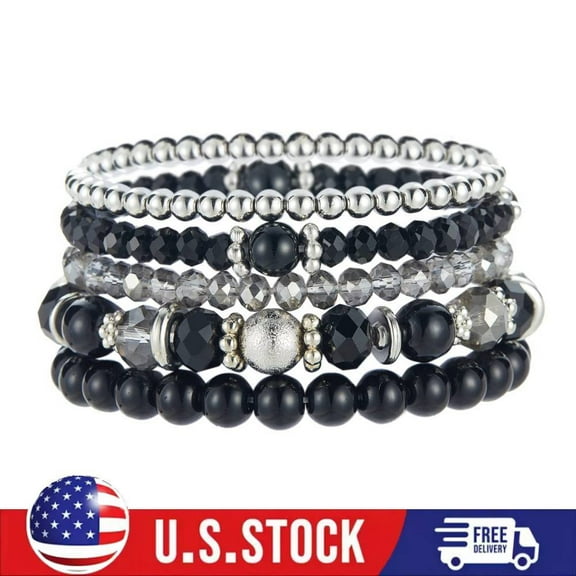 5pcs Beaded Stretch Bracelet Stackable Crystal Beads Bracelets Jewelry Gifts