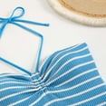 thumbnail image 7 of Fartey One Piece Bathing Suit for Women Trendy Striped Color Block Halter Swimsuit Full Coverage Tummy Control Slimming Monokini Swimwear Blue S-XL, 7 of 7