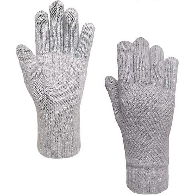 ZHAOCHENG Guantes de invierno con pantalla táctil para mujer, tejidos con cable, cálidos, con forro suave, elásticos, para exteriores