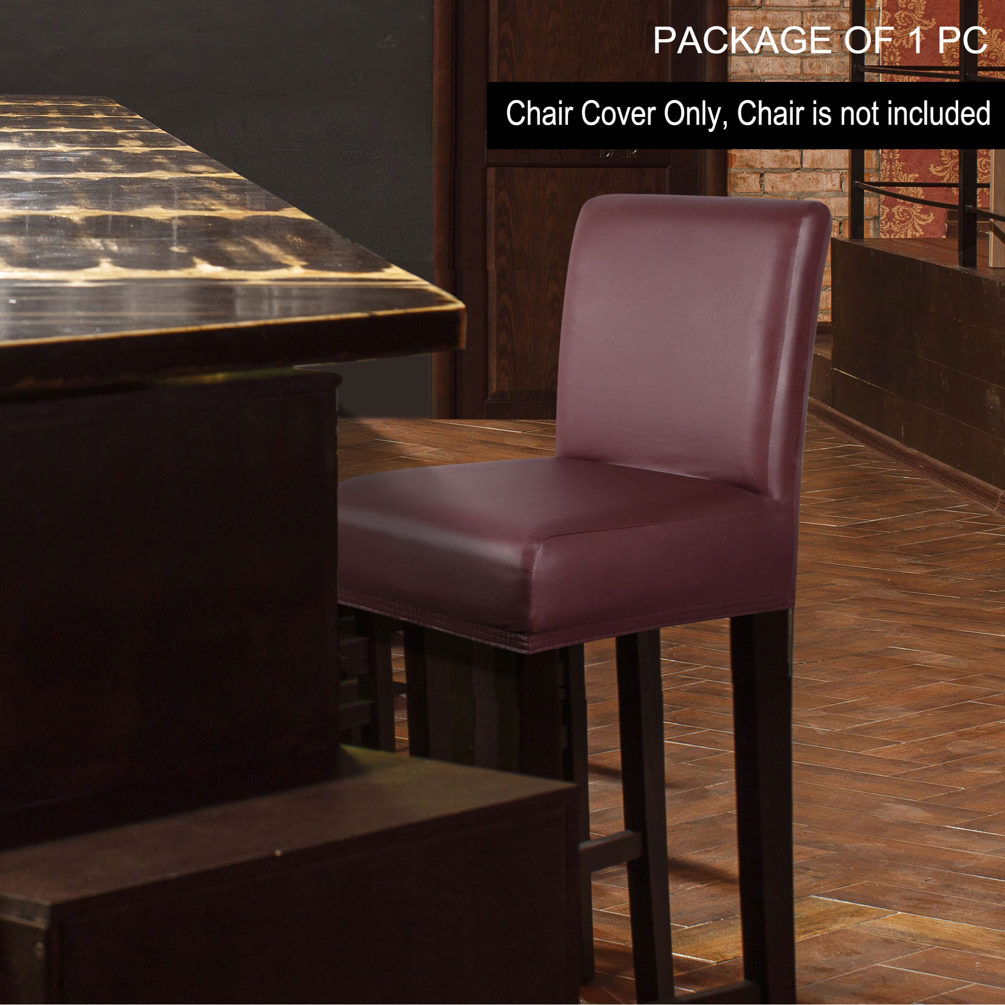 Unique Bargains Waterproof Bar Stool Covers for Short Back Chair Slipcovers Burgundy 1 Pc