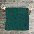 thumbnail image 3 of Ambesonne Teal Quilted Bedspread Set 3 Pcs, Red Berry Christmas Rustic, King Size, Teal Ruby Vermilion, 3 of 3