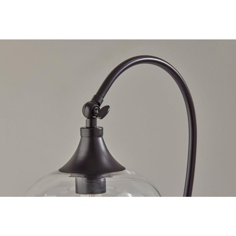 Adesso Bradford Desk Lamp, Dark Bronze, Clear Glass with Metal Rim Shade