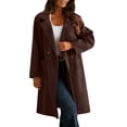 thumbnail image 2 of Zedker Women's Long Blazer Jackets Long Sleeve Lapel Pockets Loose Fit Work Outerwear,Plus Size BrownL, 2 of 8