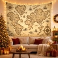 thumbnail image 3 of Fantasy World Map with Galleons and Compass Rose on Parchment, Adventurous Vintage for Ocean Lovers, Nautical Cartography Art, Housewarming Gift Tapestry Wall Hanging for Living Room and Bedroom, 3 of 7