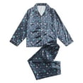 thumbnail image 3 of Family Matching Pajamas Set Silk Satin Button Down Sleepwear Long Sleeve Nightwear 2 Pcs Pj Set, 3 of 4