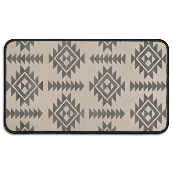 Beige Geometric Triangle Diamond Pattern Door Rugs,Washable Non Slip Door Mats Indoor,Decorative Door Mats,Entry Mat Indoor for Entrance,Bedroom,Kitchen,Bathroom,30"x17"