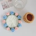 thumbnail image 3 of Posavasos de flores de ganchillo, posavasos de rosas hecho a mano, flores en maceta, ramo de rosas decorativo, posavasos con cesta, regalo para familiares y amigos amantes de las flores., 3 of 8