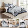 thumbnail image 6 of Quilts Twin Size Bedding Set, Navy Blue Poinsettia Christmas Lightweight Quilted Comforter, Xmas Winter Flowers Leaves Soft Reversible Bedspread Coverlet with Pillow Covers for All Season, 68" x 86", 6 of 9