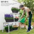 thumbnail image 3 of Black Window Box Planter Set - 5 Stackable Outdoor Flower Pots - 23" Rectangular Planters for Patio, Garden, Balcony & Windowsill - Durable PP Material, 3 of 7