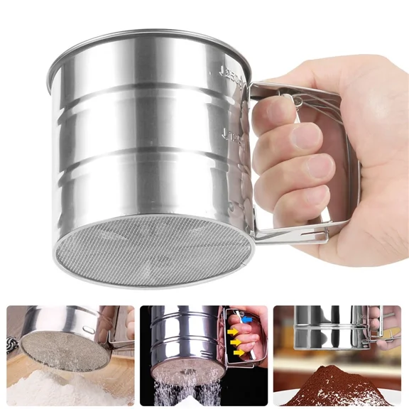 Stainless Steel Flour Sifter Icing Sugar Sifter Sieve Strainer Cup Baking Tool D